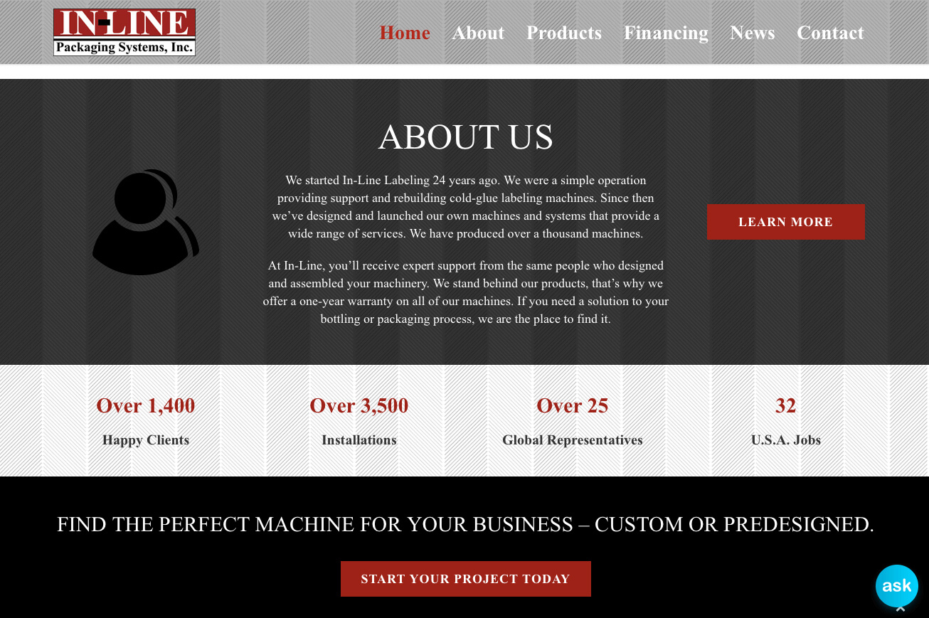 inline machiner website design