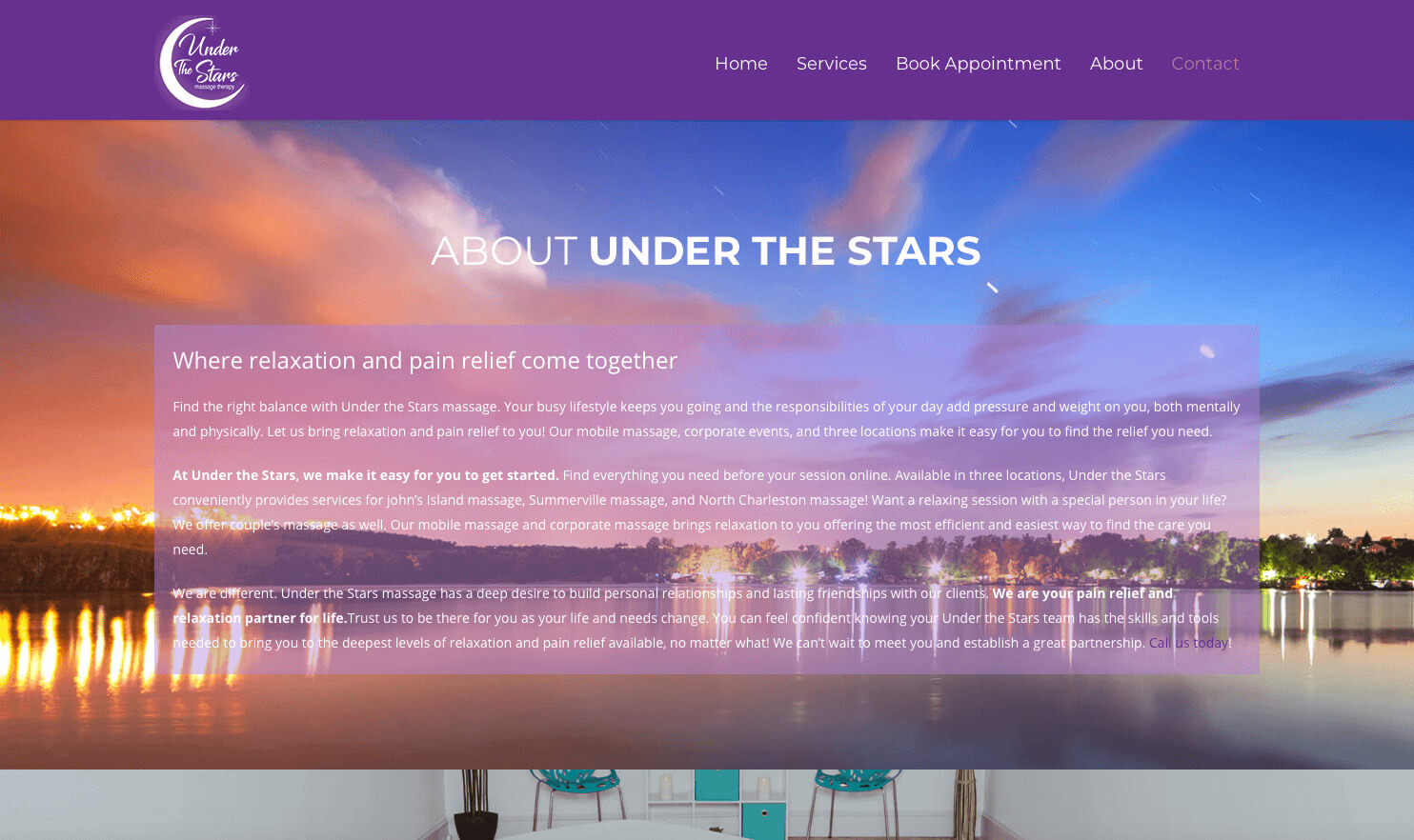 under the stars massage website design summerville