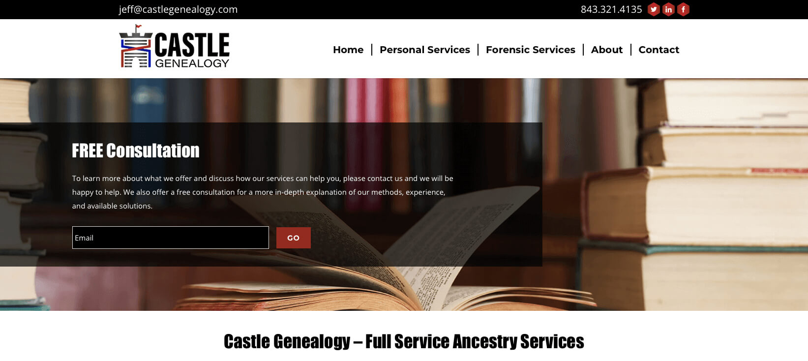 castle genealogy website design