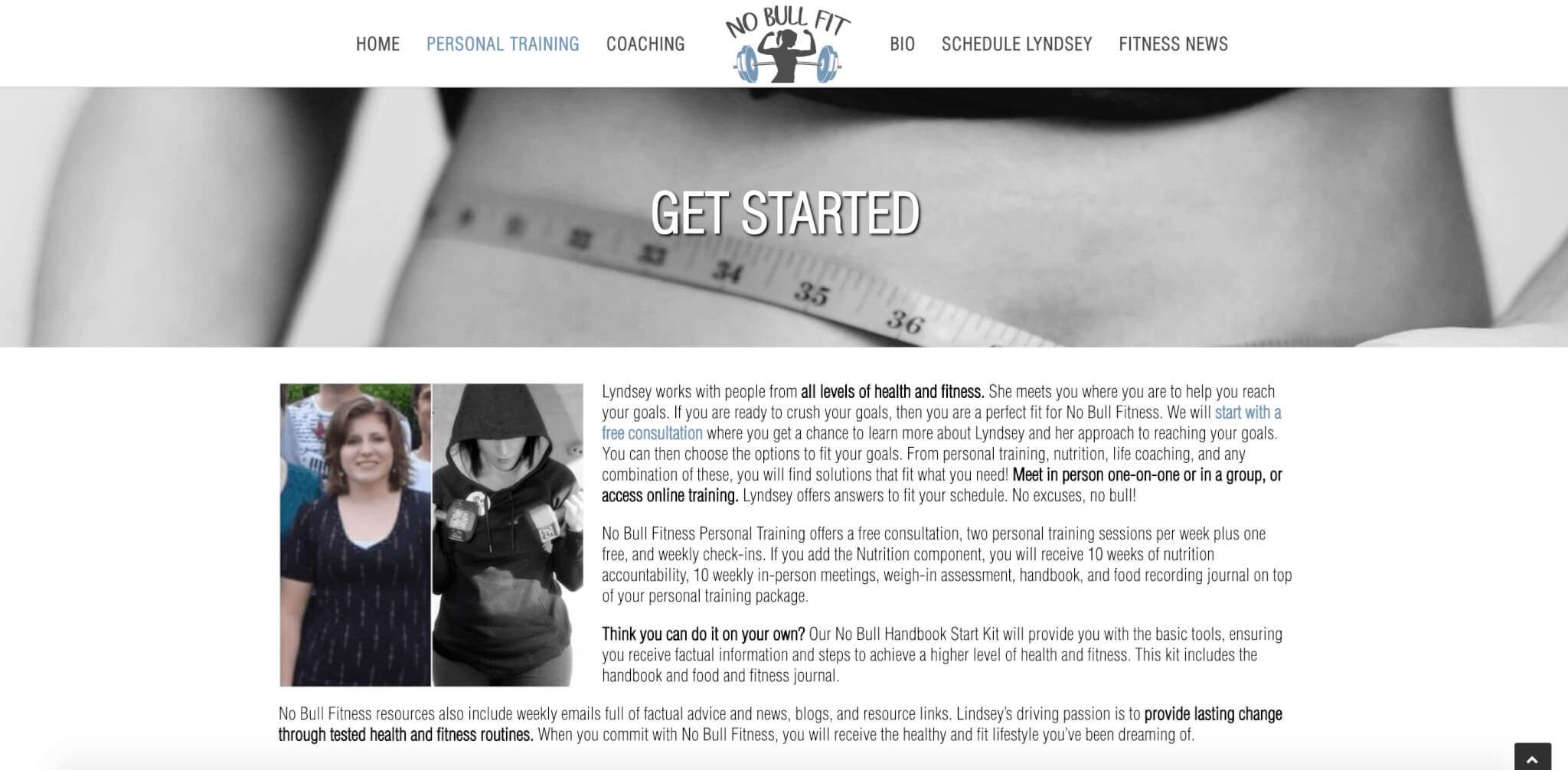 no bull fit personal athletic trainer website design