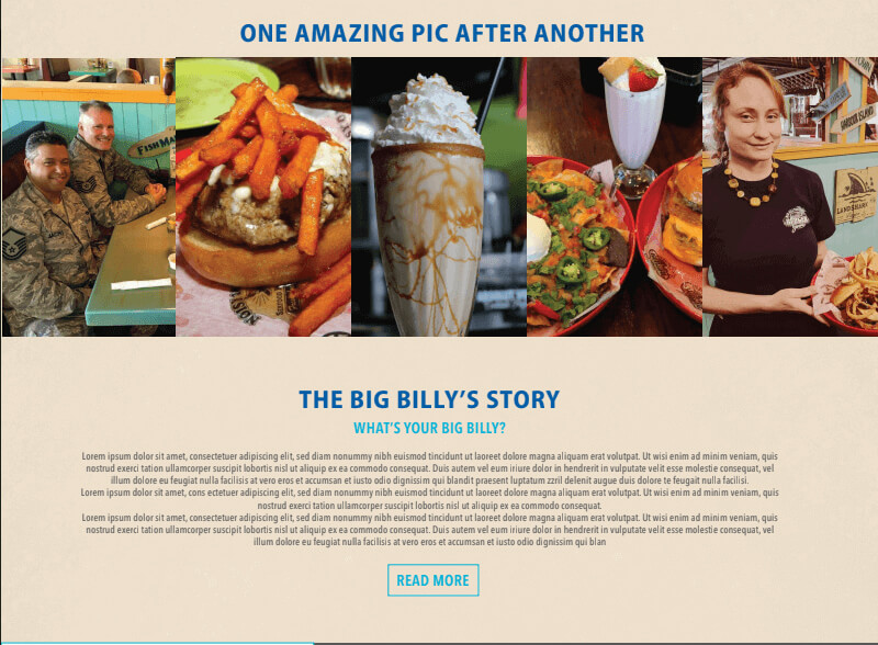 big billy burger joint restaurant website design