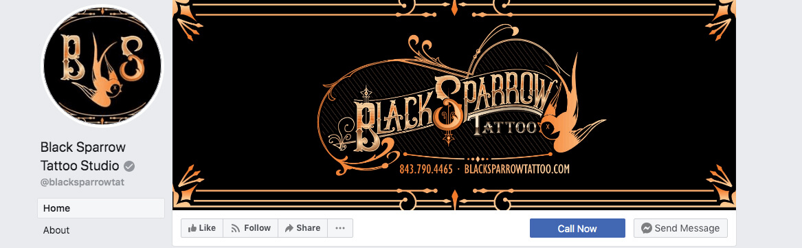 black sparrow tattoo studio branding website for tattoo artist