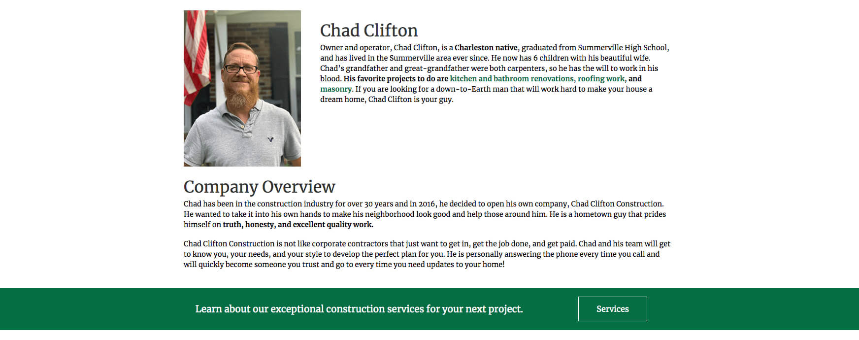 chad clifton construction branding website design for construction