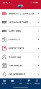 SC Stingrays Tickets Page Designed by Mobile App Company Stingray Branding