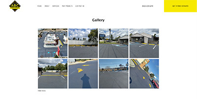 Gallery of past projects on new website for ABC paving and sealcoating created by stingray branding