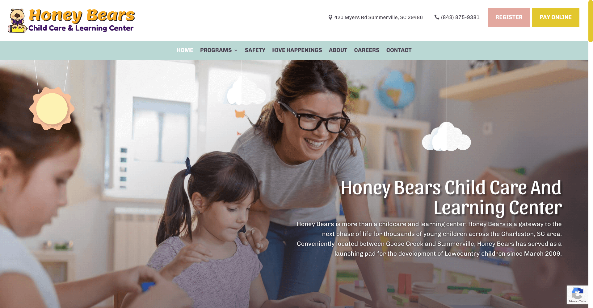 Stingray Branding web design for Honey Bears Child Care