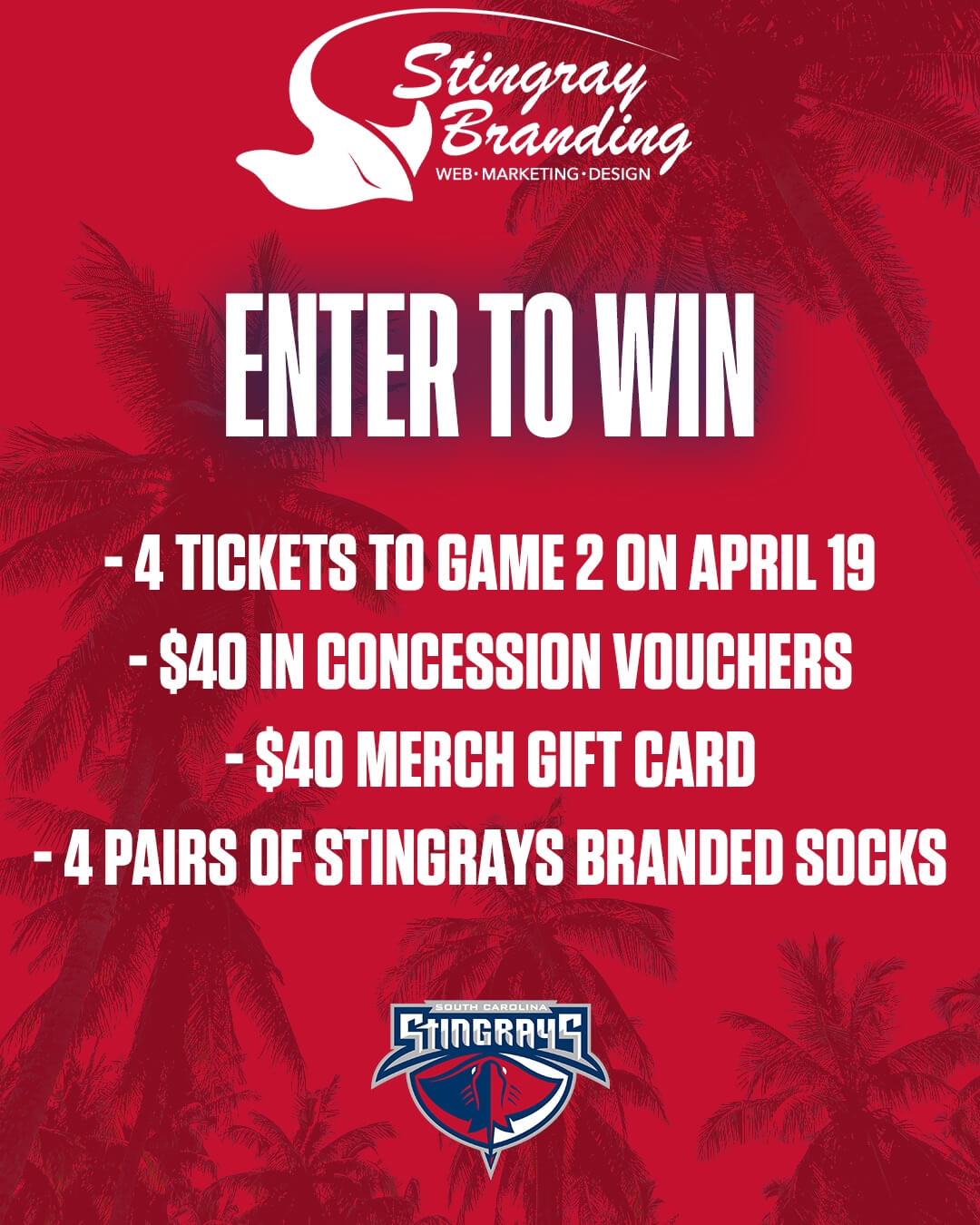 SB - Post South Carolina Stingrays Stingray Branding April 2025 giveaway